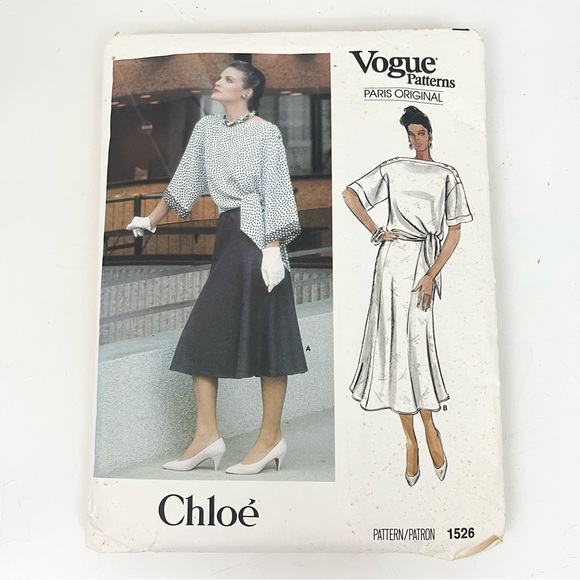 VTG Vogue Paris Original Chloé Uncut Sewing Pattern Skirt Top Size 14 / 8-16 - Picture 1 of 10